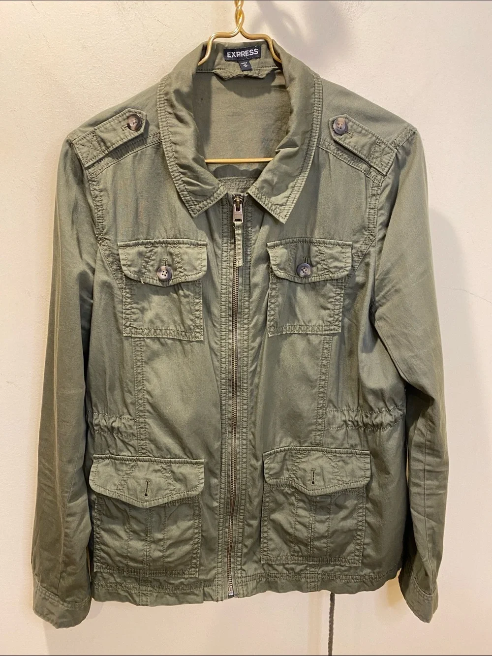 Express Olive Green Military Field Jacket Sz M
